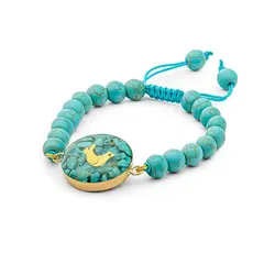 آویز سنگ و زنجیر گل و قلب قرمز