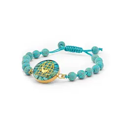 آویز سنگ و زنجیر گل و قلب قرمز