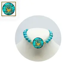 آویز سنگ و زنجیر گل و قلب قرمز