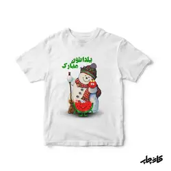 چاپ روی بادی زیر دکمه طرح آدم برفی