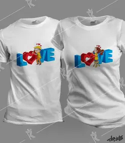 تیشرت ست دختر / پسر سنگ تراش Love