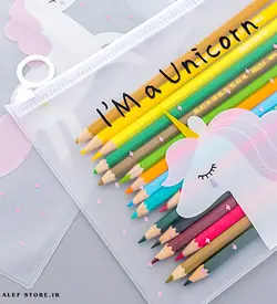 پوشه طلقی شفاف زیپ دار طرح یونیکورن