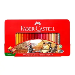 مداد رنگی 100 رنگ جعبه فلزی کلاسیک فابرکستل
