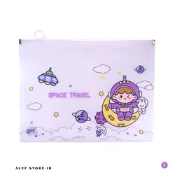 پوشه طلقی شفاف زیپ دار طرح Space travel