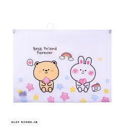 پوشه طلقی شفاف زیپ دار طرح BFF