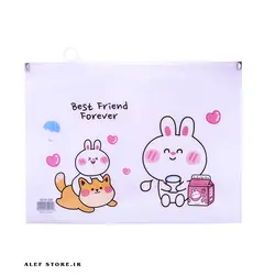 پوشه طلقی شفاف زیپ دار طرح BFF