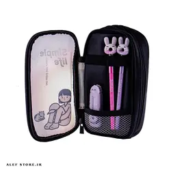 جامدادی فانتزی دو زیپ موکا