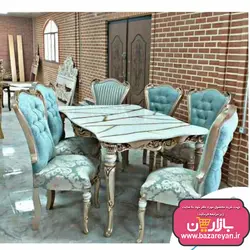 نهارخوری 6 نفره مدل نایس، رنگبندی چوب و پارچه به سلیقه مشتری