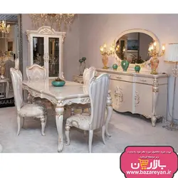 نهارخوری 6 نفره مدل نایس، رنگبندی چوب و پارچه به سلیقه مشتری