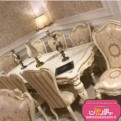 نهارخوری 6 نفره مدل نایس، رنگبندی چوب و پارچه به سلیقه مشتری