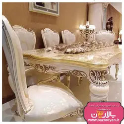 نهارخوری 6 نفره مدل نایس، رنگبندی چوب و پارچه به سلیقه مشتری