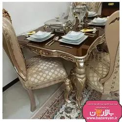 نهارخوری 6 نفره مدل نایس، رنگبندی چوب و پارچه به سلیقه مشتری