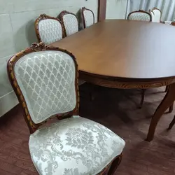 فروش اقساطی مبل کلاسیک 9 نفره و نهارخوری 8 نفره چوب گردو ویژه جمعه بازار