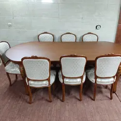 فروش اقساطی مبل کلاسیک 9 نفره و نهارخوری 8 نفره چوب گردو ویژه جمعه بازار