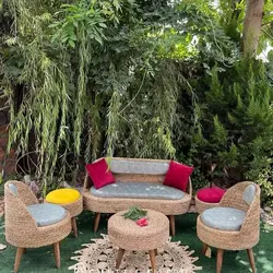 ست مبلمان حصیری شاه‌نشین رنگبندی تشک سفارشی