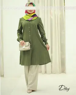 مانتو نخ ژاکارد سبز (مدل دلاوا) - خانه طراحی و دوخت دیباج