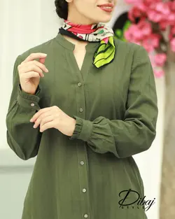 مانتو نخ ژاکارد سبز (مدل دلاوا) - خانه طراحی و دوخت دیباج