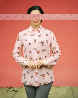 شومیز صورتی راه راه گلدار (مدل آرتا) - خانه طراحی و دوخت دیباج