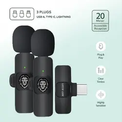 میکروفون بی سیم 3 در 1 گرین Green Lion 3 in 1 Wireless Microphone مدل GN3WIRMICPBK