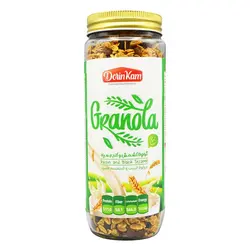 گرانولا شیشه ای درین کام طعم کشمش و کنجد سیاه 380 گرمی