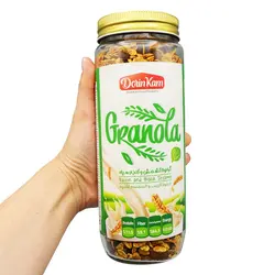 گرانولا شیشه ای درین کام طعم کشمش و کنجد سیاه 380 گرمی