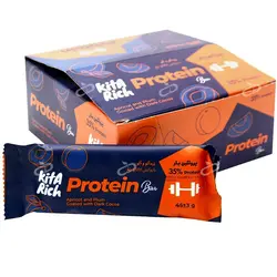 پکیچ شکلات پروتئین بار کیتاریچ زردآلو و آلو با روکش کاکائو تلخ 45 گرمی بسته 12 عددی