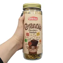 گرانولا شیشه ای درین کام طعم تکه شکلات و فندق 380 گرمی