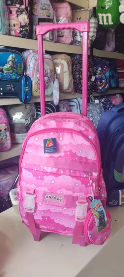 دسته چرخ دار کوله ،۶ چرخ ۳۶۰ درجه ترولی ویژه همه نوع کوله پشتی دبستان