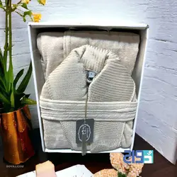 حوله تن پوش پالتویی اولن رنگ کرم