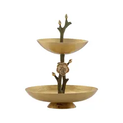 شیرینی خوری 2 طبقه کوچک استیل گرین گلد آنمون 15807