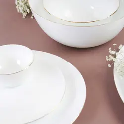 سرویس غذاخوری 32 پارچه اوپال هومیت طرح خط طلا کلاسیک