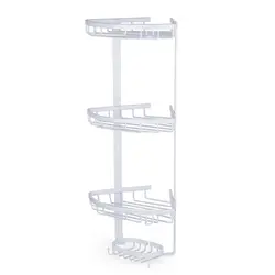 سبد حمام 4 طبقه مدل کنج سفید براق