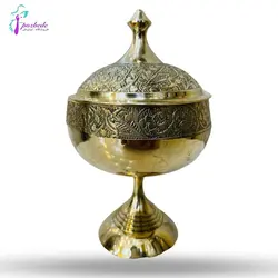 قندان ٤ اينچ پايه دار طرح گل | ظروف مسی | فروشگاه پزبده