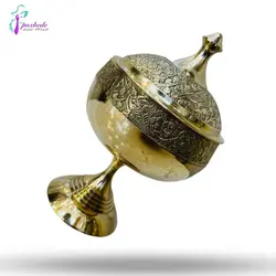 قندان ٤ اينچ پايه دار طرح گل | ظروف مسی | فروشگاه پزبده