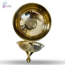 قندان ٤ اينچ پايه دار طرح گل | ظروف مسی | فروشگاه پزبده