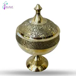 قندان ٤ اينچ پايه دار طرح گل | ظروف مسی | فروشگاه پزبده