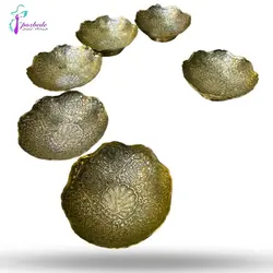 كاسه ي ٤ اينچ بدون پايه طرح طاووس | ظروف برنجی | پزبده