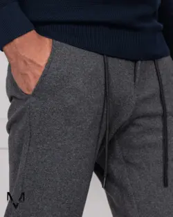 شلوار پشمی پشت کش ذغالی تیره 52207