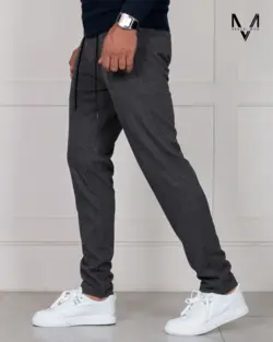 شلوار پشمی پشت کش ذغالی تیره 52207