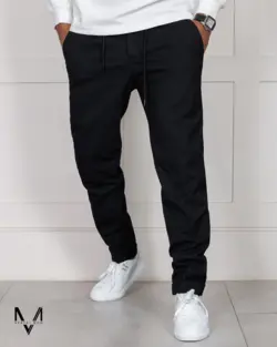 شلوار پارچه ای کمر کش مشکی 52198