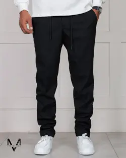 شلوار پارچه ای کمر کش مشکی 52198