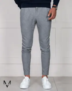 شلوار پشمی دو پیله کبریتی طوسی 521114