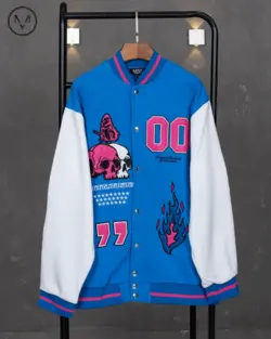 سویشرت بیسبالی آبی صورتی 56121