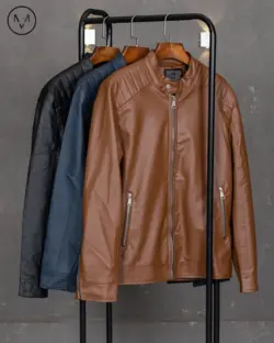 کاپشن چرم سرمه ای 521125