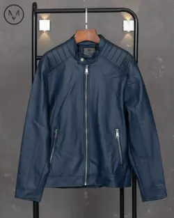 کاپشن چرم سرمه ای 521125