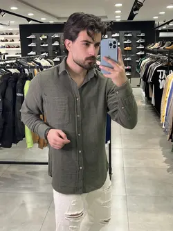 پیراهن کنفی سبز تیره 33108