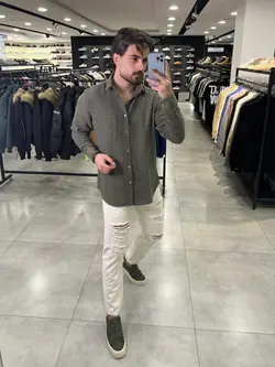 پیراهن کنفی سبز تیره 33108