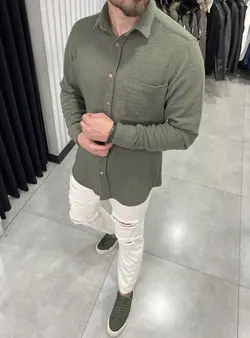 پیراهن کنفی سبز تیره 33108