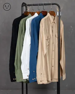 پیراهن دو جیب کرم 33104