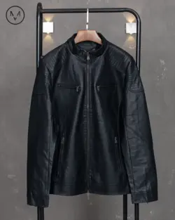 کاپشن چرم مشکی 52280